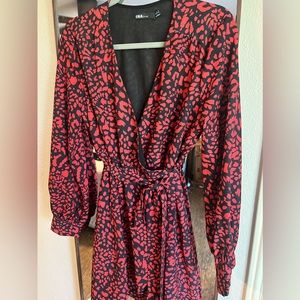 Red leopard wrap dress